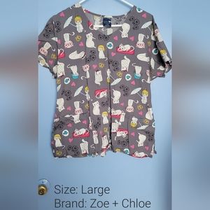 Zoe + Chloe scrub top: Large/Gray